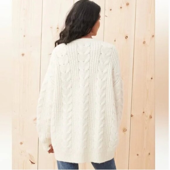 NWT Jenni Kayne Cable Cocoon Cardigan in Ivory Size XS - Picture 5 of 12